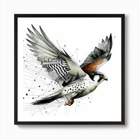 Falcon Flying - Line Wild Bird Artwork 146 Art Print