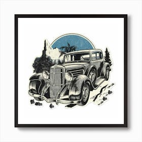 Drawing Of A Classic Sports Car 7 Art Print