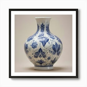 Chinese Blue And White Vase Art Print