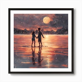 Couple Holding Hands In The Water Art Print