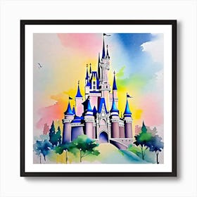 Watercolor Of Cinderella Castle Art Print