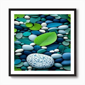 Pebbles And Leaves Art Print