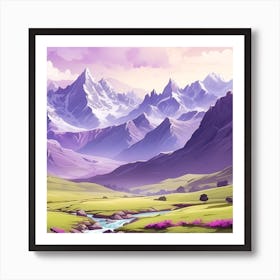 Landscape With Mountains Art Print