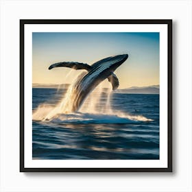 Humpback Whale Jumping Out Of The Water Art Print