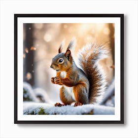 Squirrel In The Snow 6 Art Print