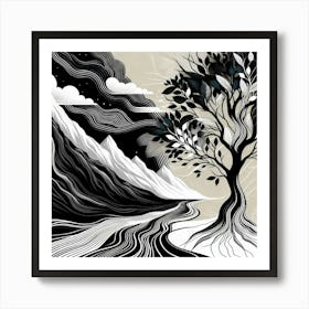 Black and White Abstract Art 271 Art Print