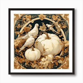Doves And Pumpkins Art Print