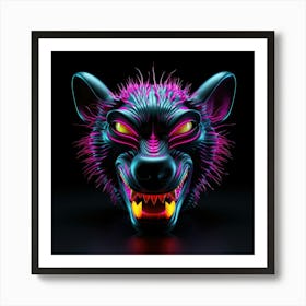 Neon Wolf Head 7 Art Print