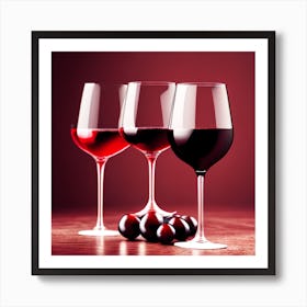 Red Wine Glasses 3 Art Print
