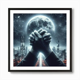 Cityscape With Hands Art Print