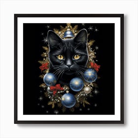 Christmas Cat Art Print