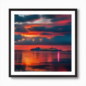 Sunset Cruise Ship 6 Art Print