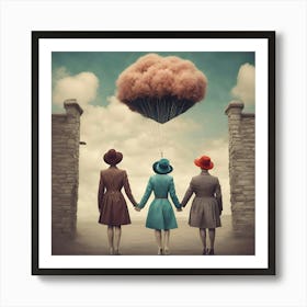 Three Women Holding Hands Art Print