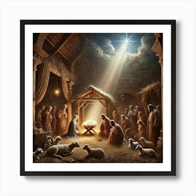 Nativity Scene Christmas Art Print