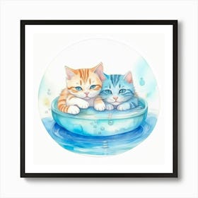 Two Kittens In A Bowl Art Print