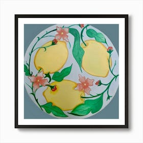 Lemons And Flowers Art Print