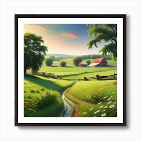 Farm Landscape Wallpaper 3 Art Print