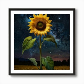 Sunflower In The Night Sky Art Print