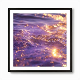 Glittering Purple Ocean Waves Art Print