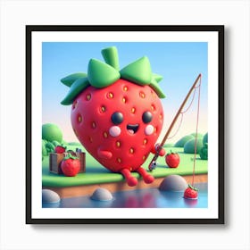 Strawberry Fishing 2 Art Print