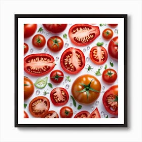 Tomatoes On A White Background Art Print