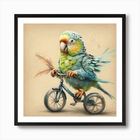 Parrot On A Bike Art Print