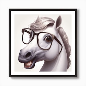 Horse With Glasses Art Print