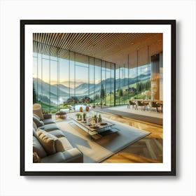Living Room With Mountain View 1 Art Print