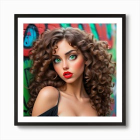 Beautiful Girl With Curly Hair 1 Art Print