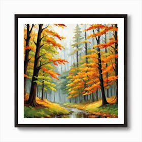 Forest In Autumn In Minimalist Style Square Composition 241 Art Print