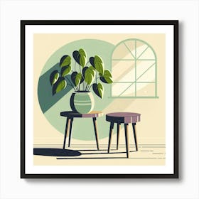 Flat Design Living Room Art Print