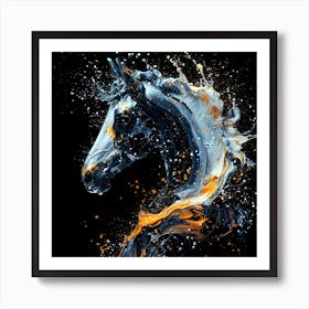 Horse In Midnight Splatter Art Print