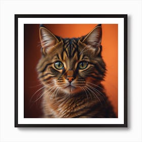 Brown Tabby Cat Print Color Art Print