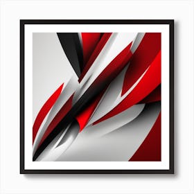 Abstract Red Black And White Art Print