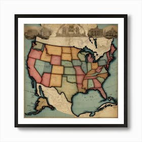 Default Vintage Map Usa Aesthetic 2 Art Print