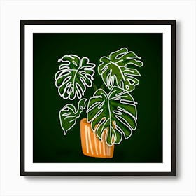 Monstera Plant Tropical Leaves Nature Houseplant Botanical Plant Holes Drawing Floral Art Print