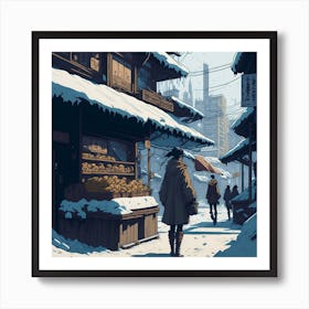 City In Winter Art Print