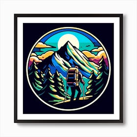 Hiker In The Mountains 4 Art Print