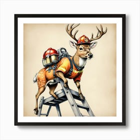 Deer Firefighter Art Print