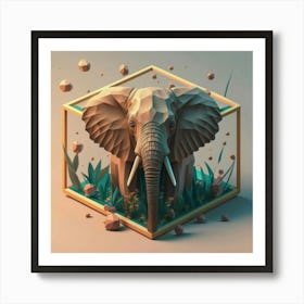 Elephant In A Cube Art Print