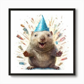 Birthday Wombat 1 Art Print