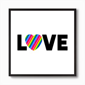 Love Pride with Rainbow Heart Art Print