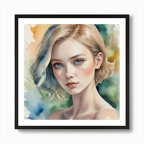 Watercolor Of A Girl Art Print Art Print