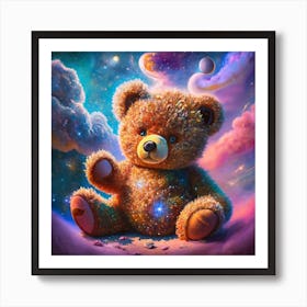 Teddy Bear In Space Art Print