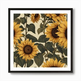 Default Default Retro Vintage Sunflower For Defferent Seasons 2 Art Print