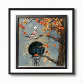 Giraffe On The Tree Art Print