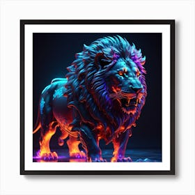 Neon Lion Art Print