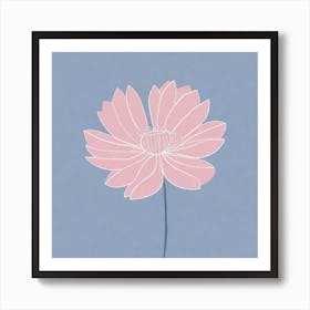 A White And Pink Flower In Minimalist Style Square Composition 370 Art Print