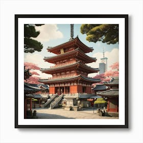 Senso Ji Temple Japan Vintage Travel Art 2 Art Print 2 Art Print