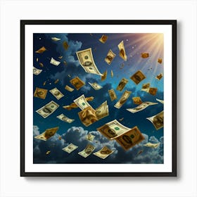 Money Flying In The Sky Art Print